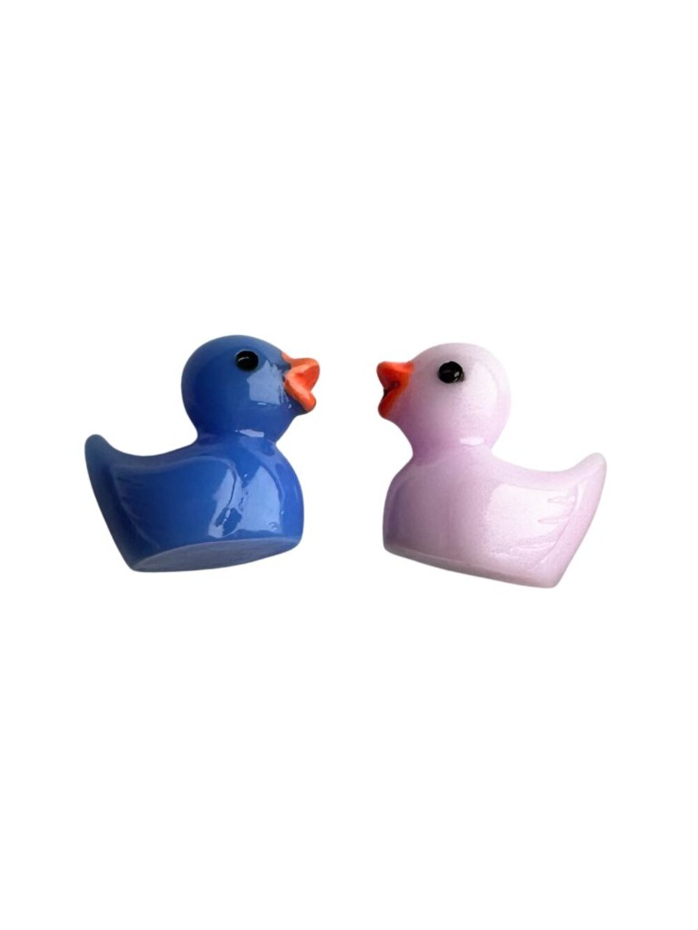 Miniature Glass Duck Figurines Set of 2 Blue and Pink Tiny Collectibles Decor